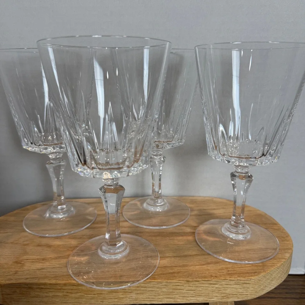 Cristal‎ d'Arques Durand Chantelle Crystal Wine Water Goblets Set of 4 France